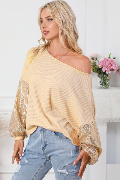 Sequin Open Back Knit Top