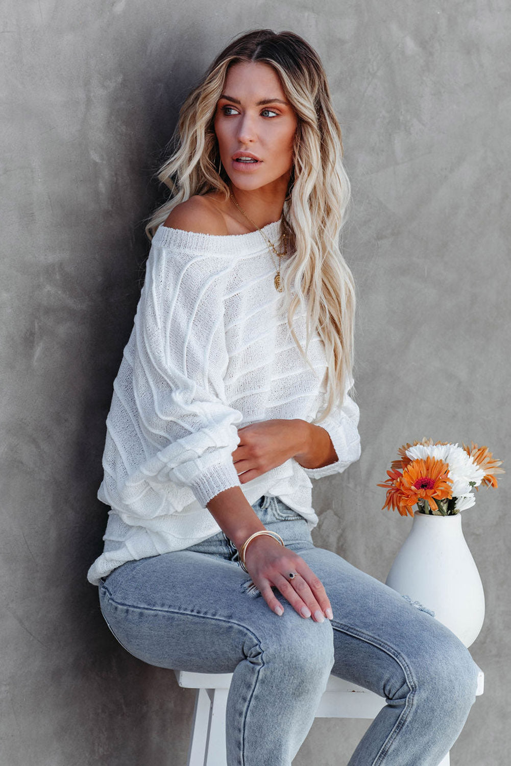 White Knitted Sweater