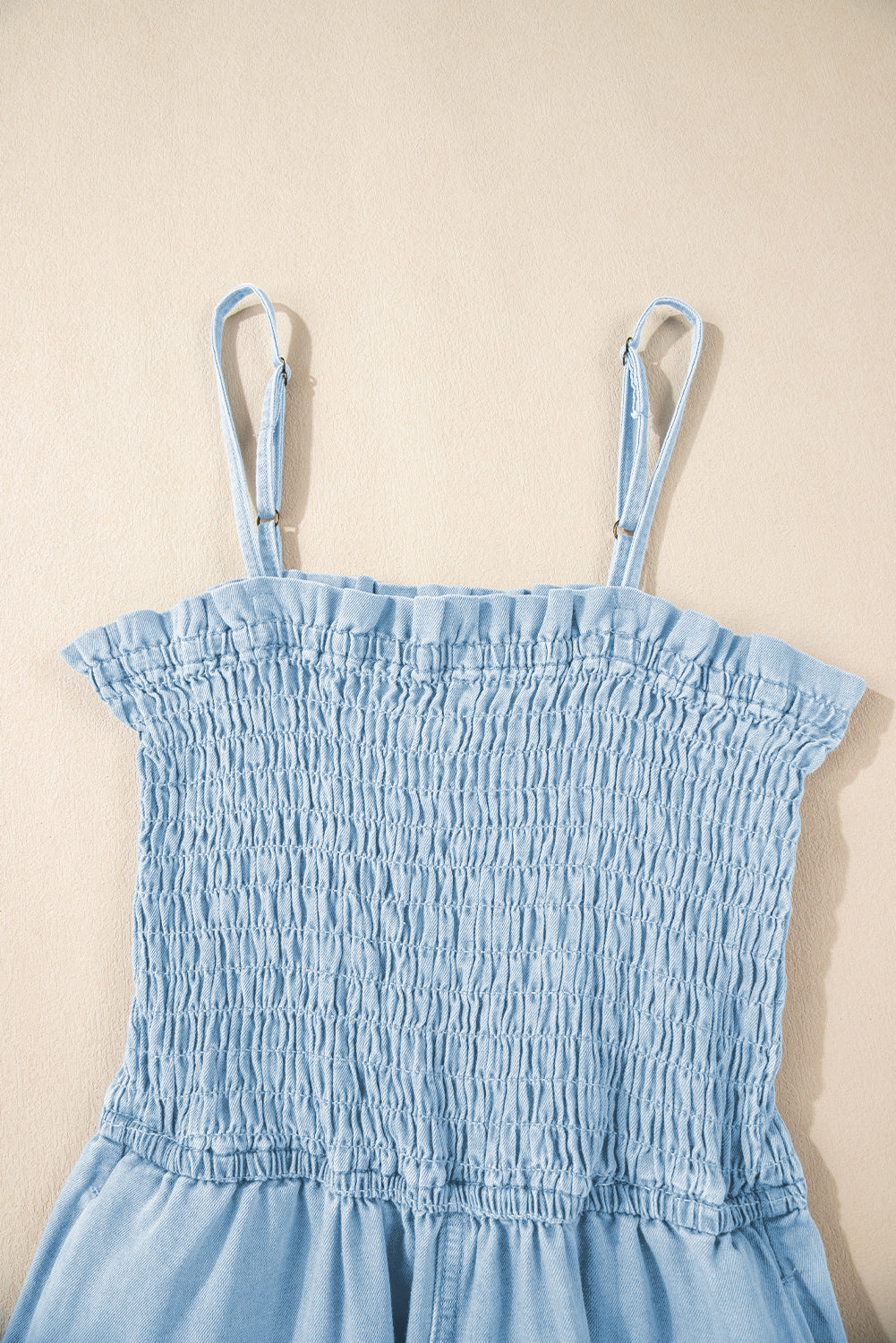 Beau Blue Smocked Denim Romper