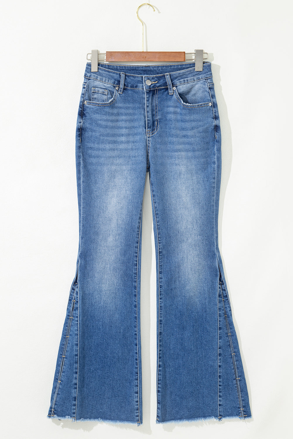 Blue Cut Out Flare Jeans