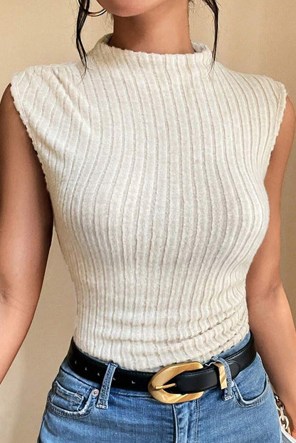 Nude Ribbed Knit Tank Top