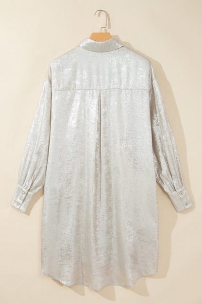 Champagne Mini Long Sleeve Shift Dress