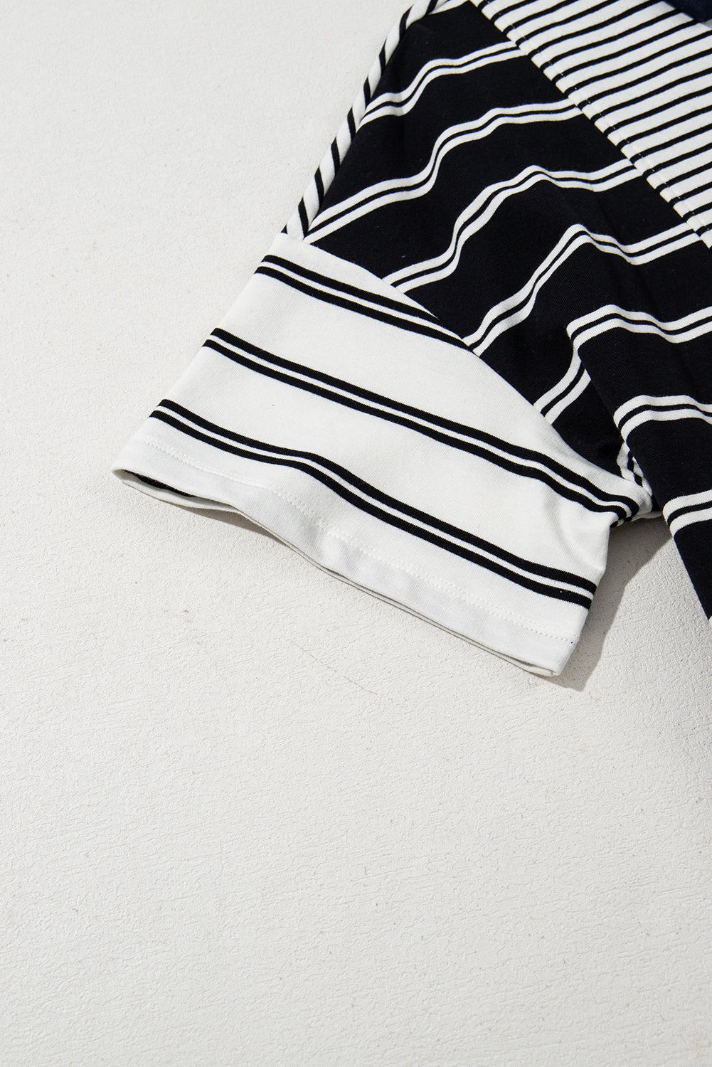 Black Stripe Polo T Shirt Dress