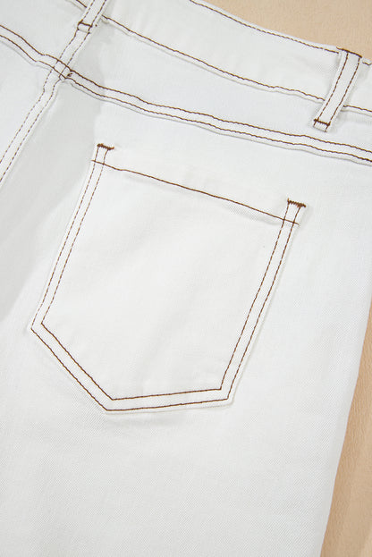 White High Waist Denim Shorts
