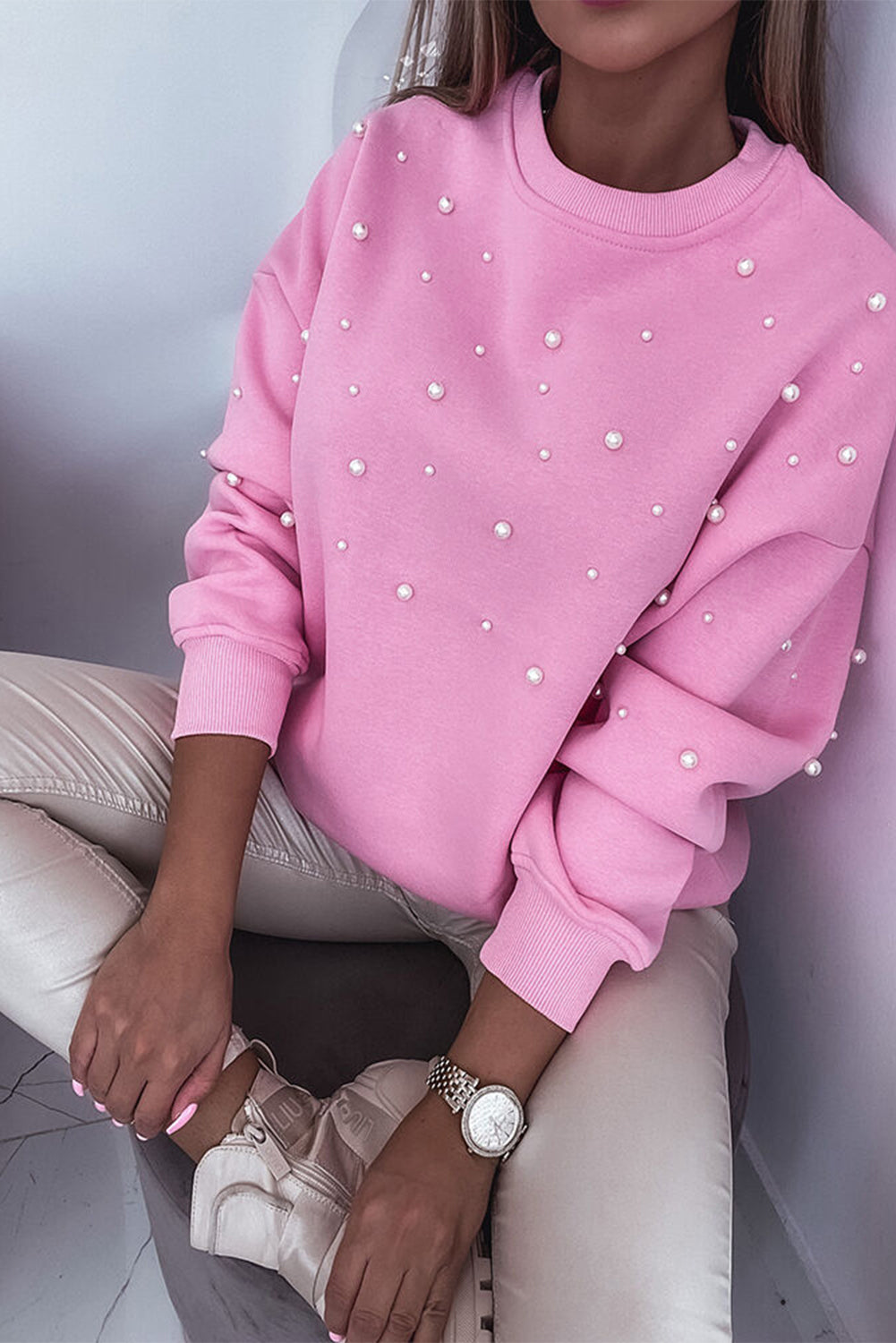 Pink Pearl Crew Neck Sweatshirt