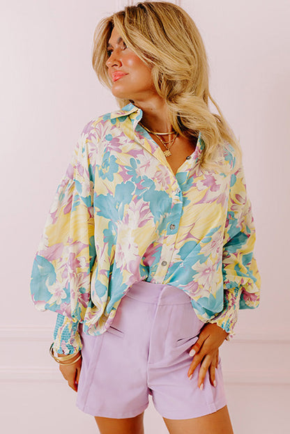 Yellow Floral Oversized Blouse