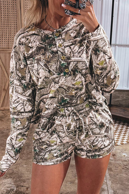 Camo Top & Shorts Two Piece Set