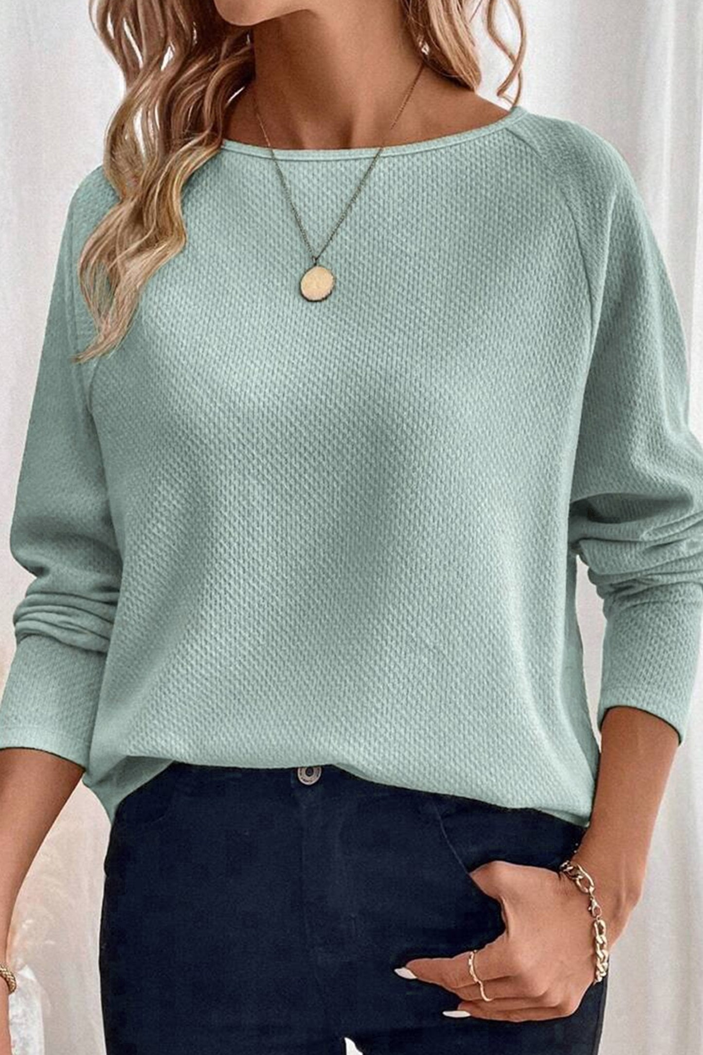 Sage Raglan Sleeve Knit Loose Top