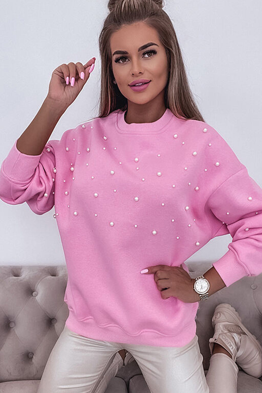 Pink Pearl Crew Neck Sweatshirt