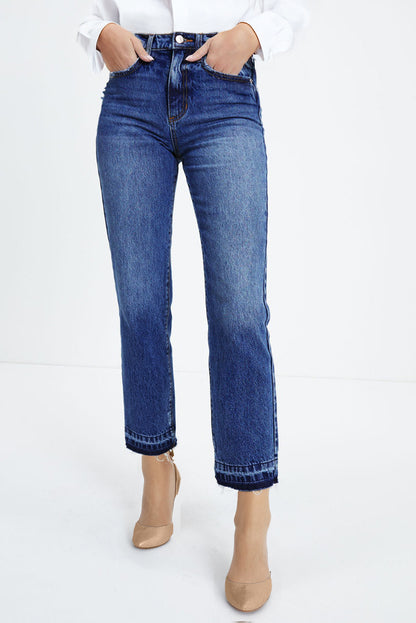 Dark Blue Wash Cropped Jeans