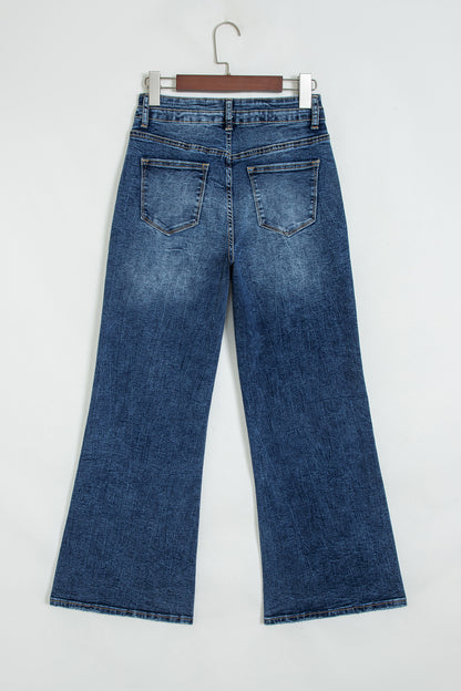 Blue Acid Wash Flare Jeans