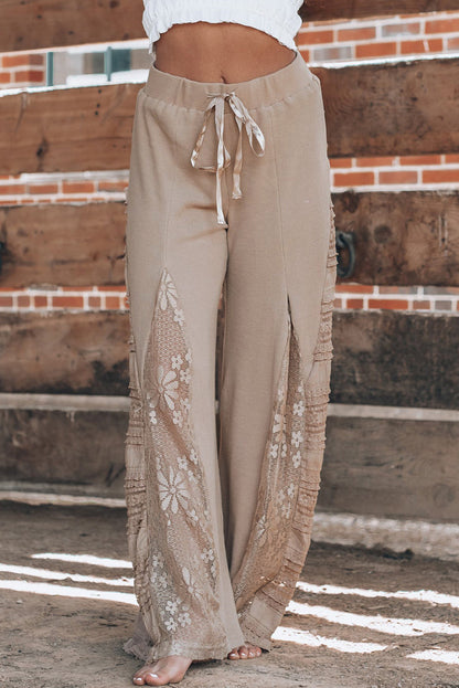 Smoke Grey Boho Lace High Waist Pants