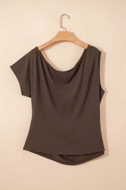 Coffee Plus Size Short Sleeve Blouse