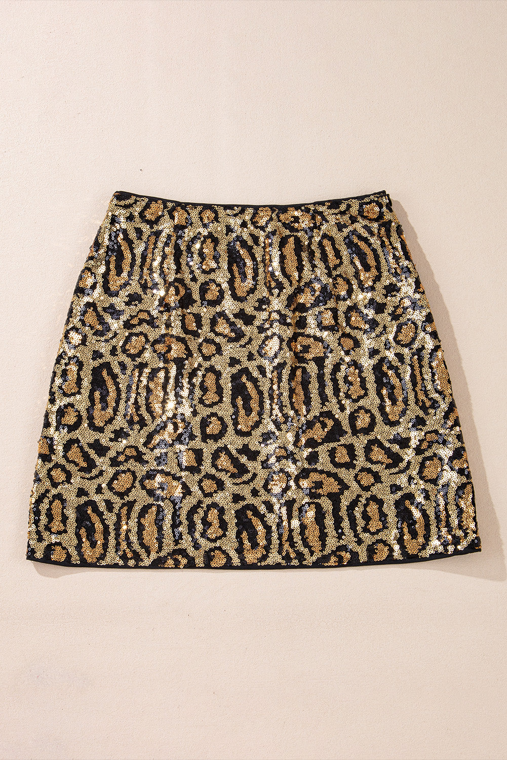 Brown Sequined Leopard Mini Skirt