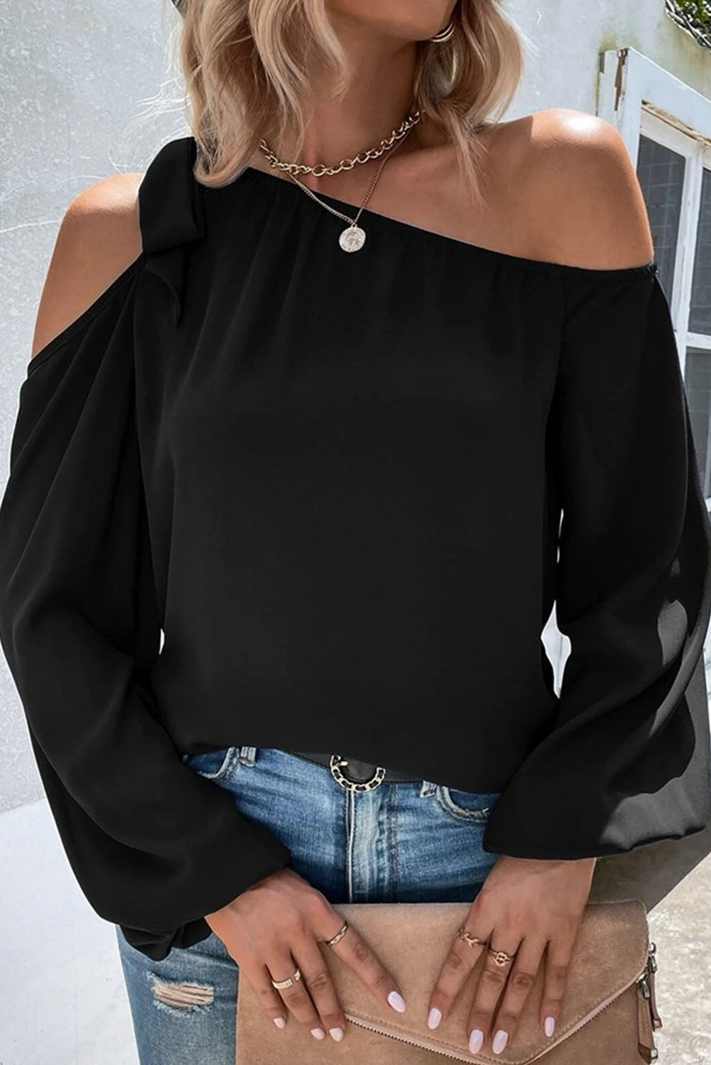 Black Asymmetric Blouse