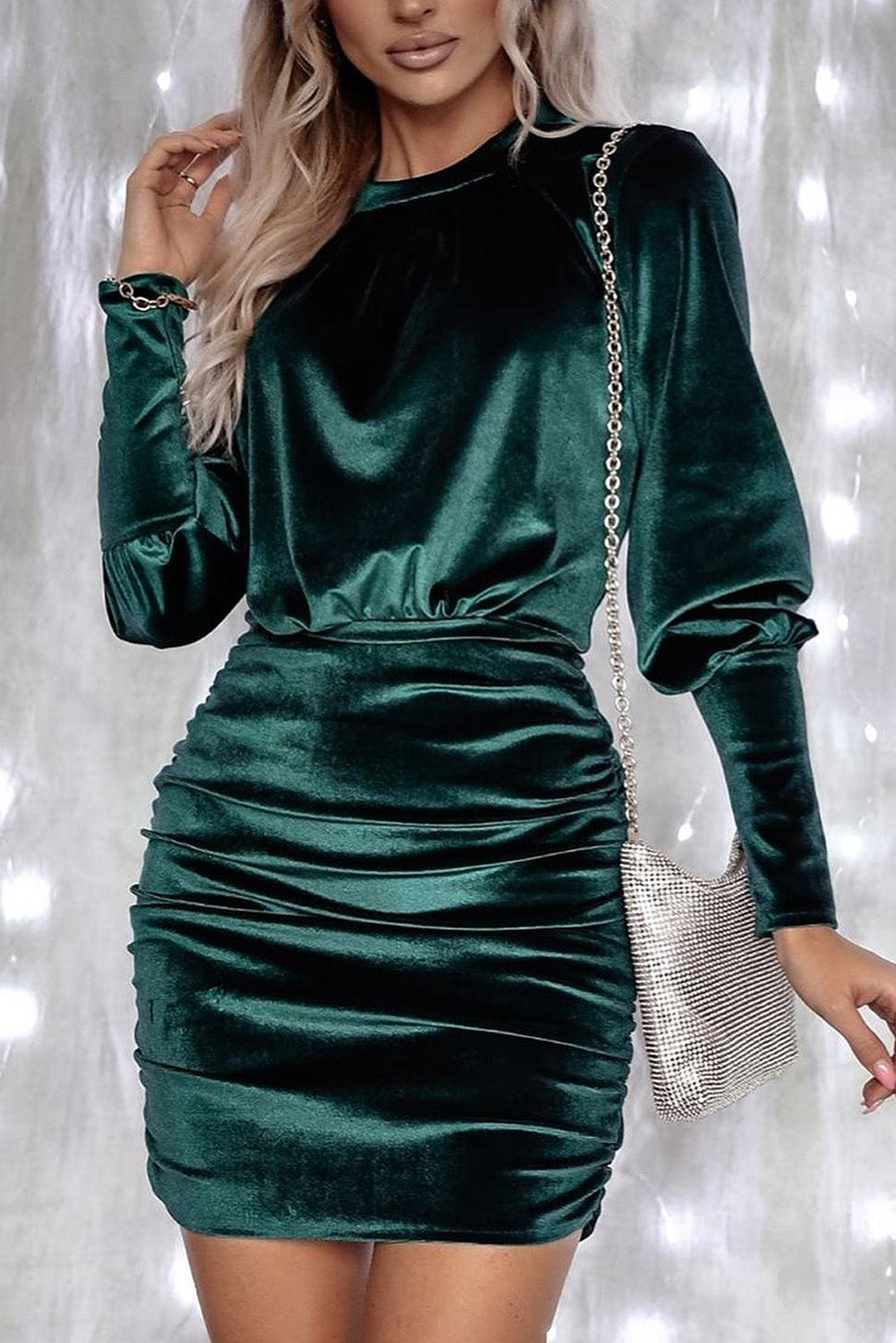 Velvet Ruched Bodycon Dress