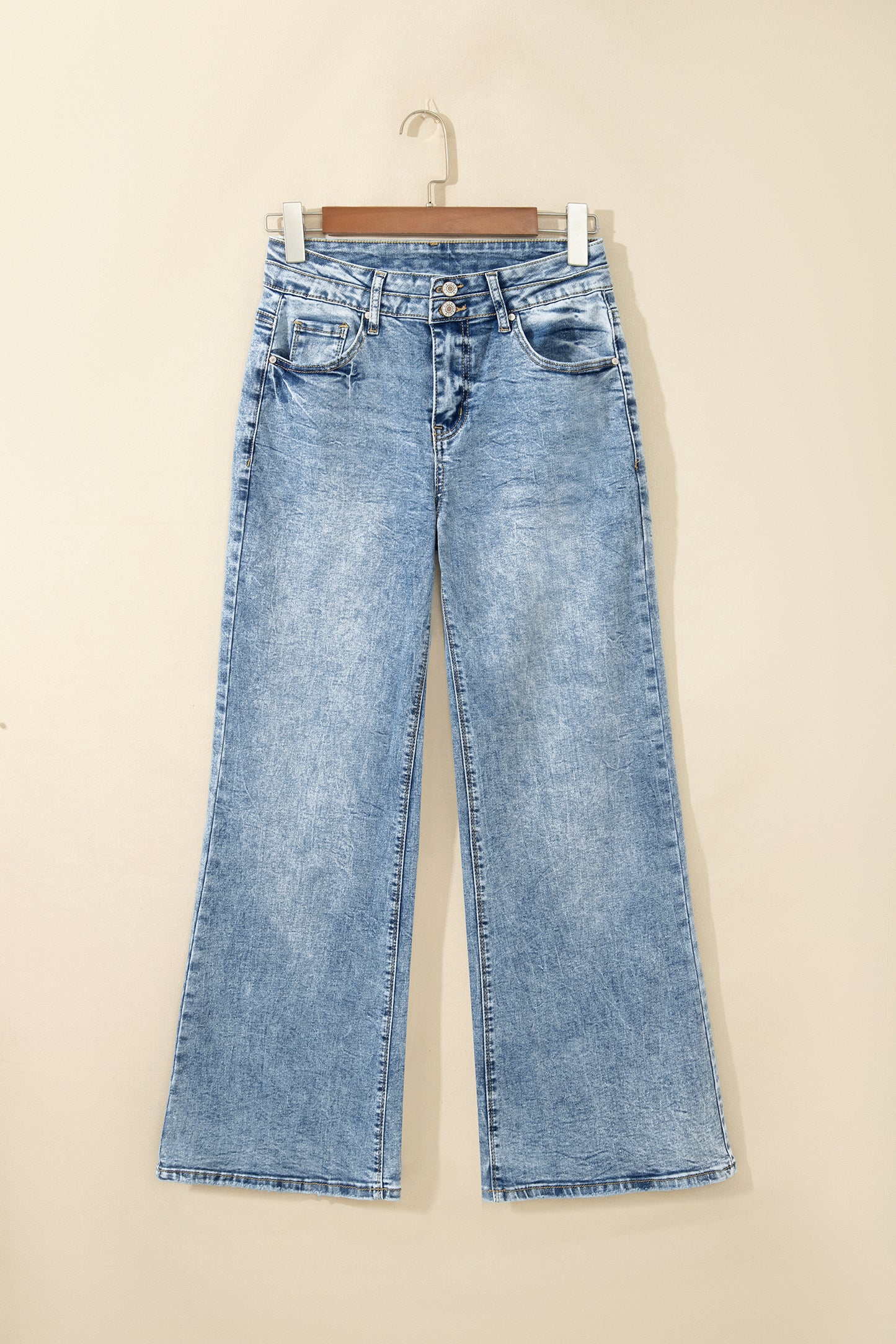 Blue Acid Wash Flare Jeans