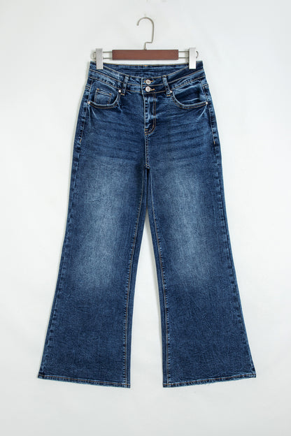 Blue Acid Wash Flare Jeans