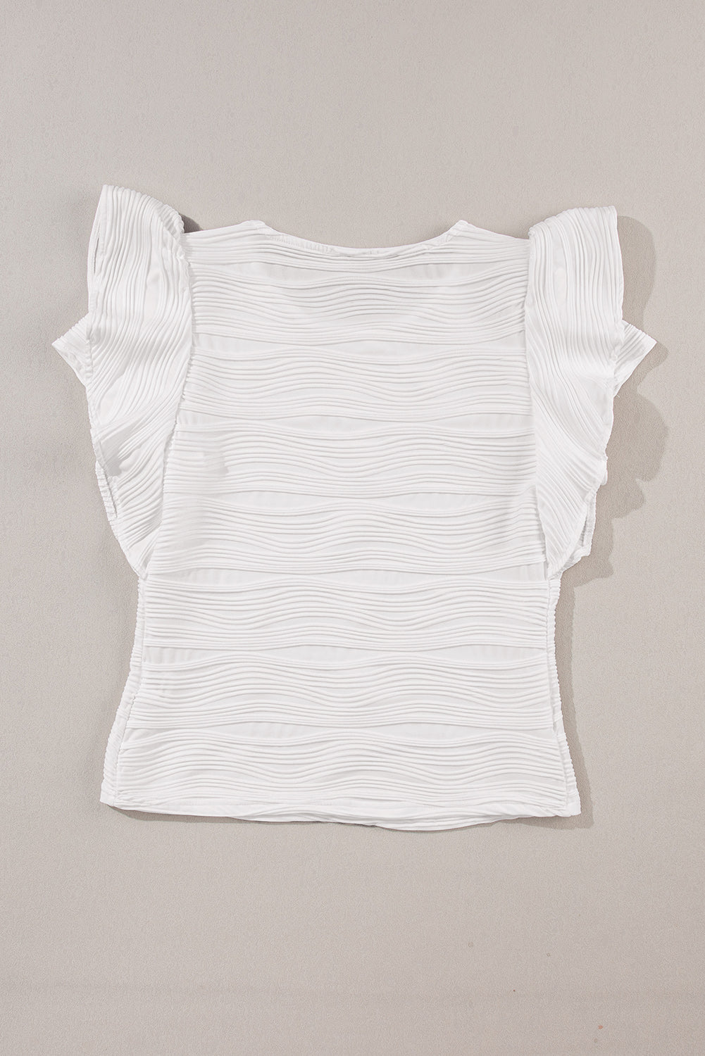 White Wavy Textured Ruffle Top