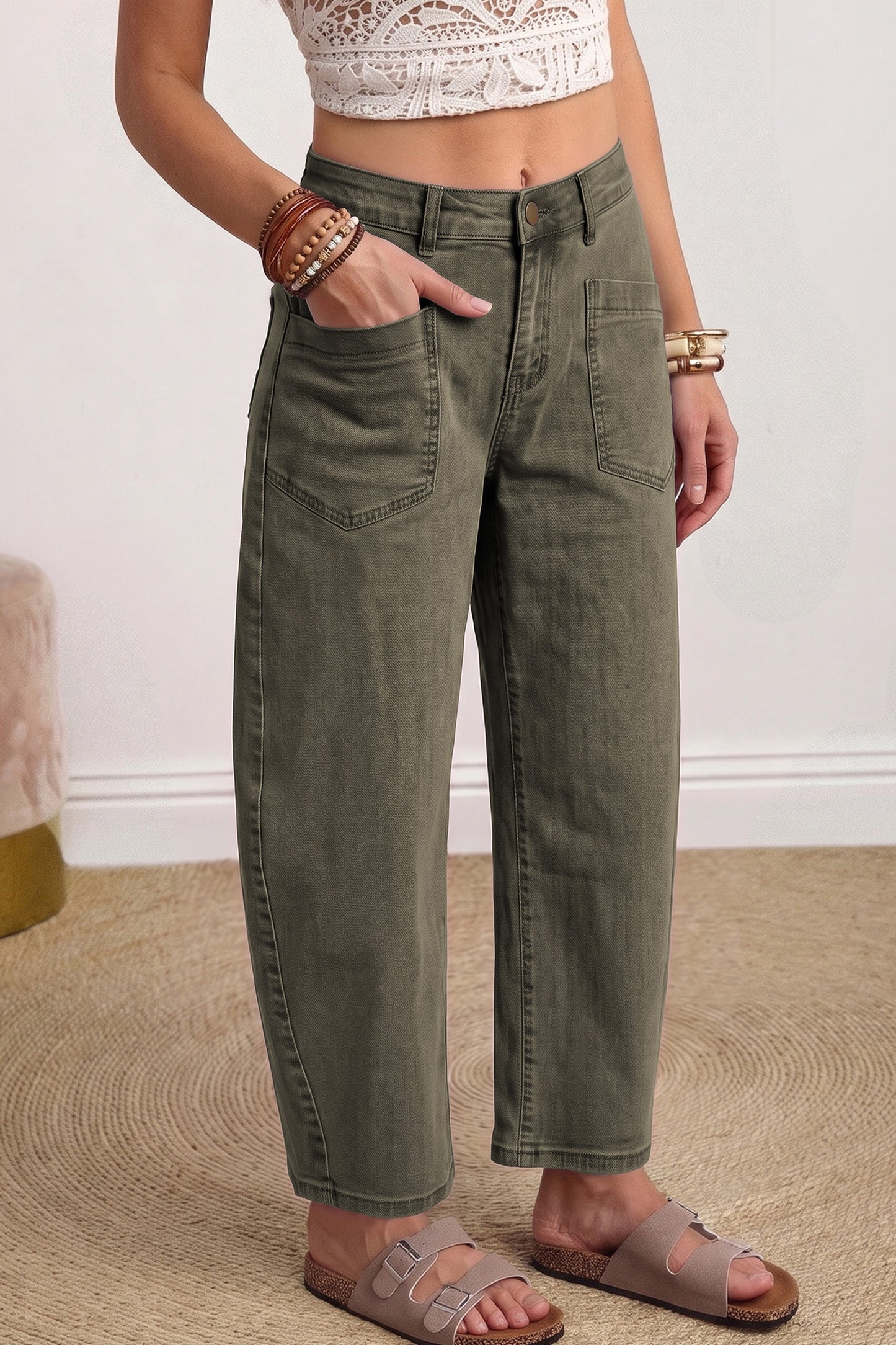 Ankle-length Barrel Jeans