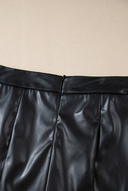 Black PU Leather High Waist Mini Skirt