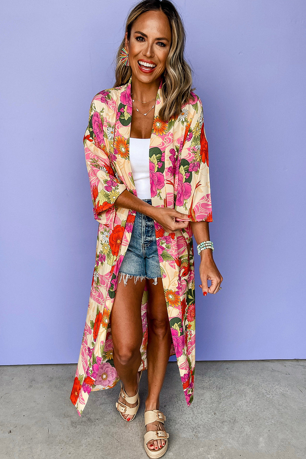 Pink Floral Kimono