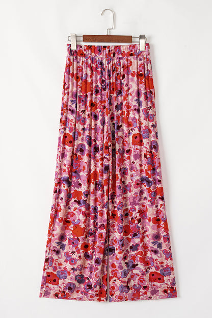 Purple Floral High Waist Pants