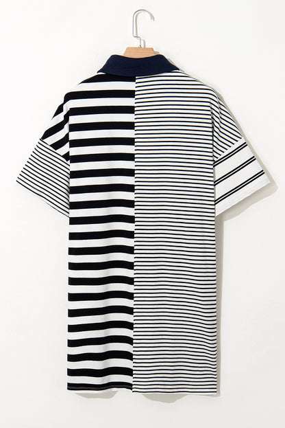 Black Stripe Polo T Shirt Dress