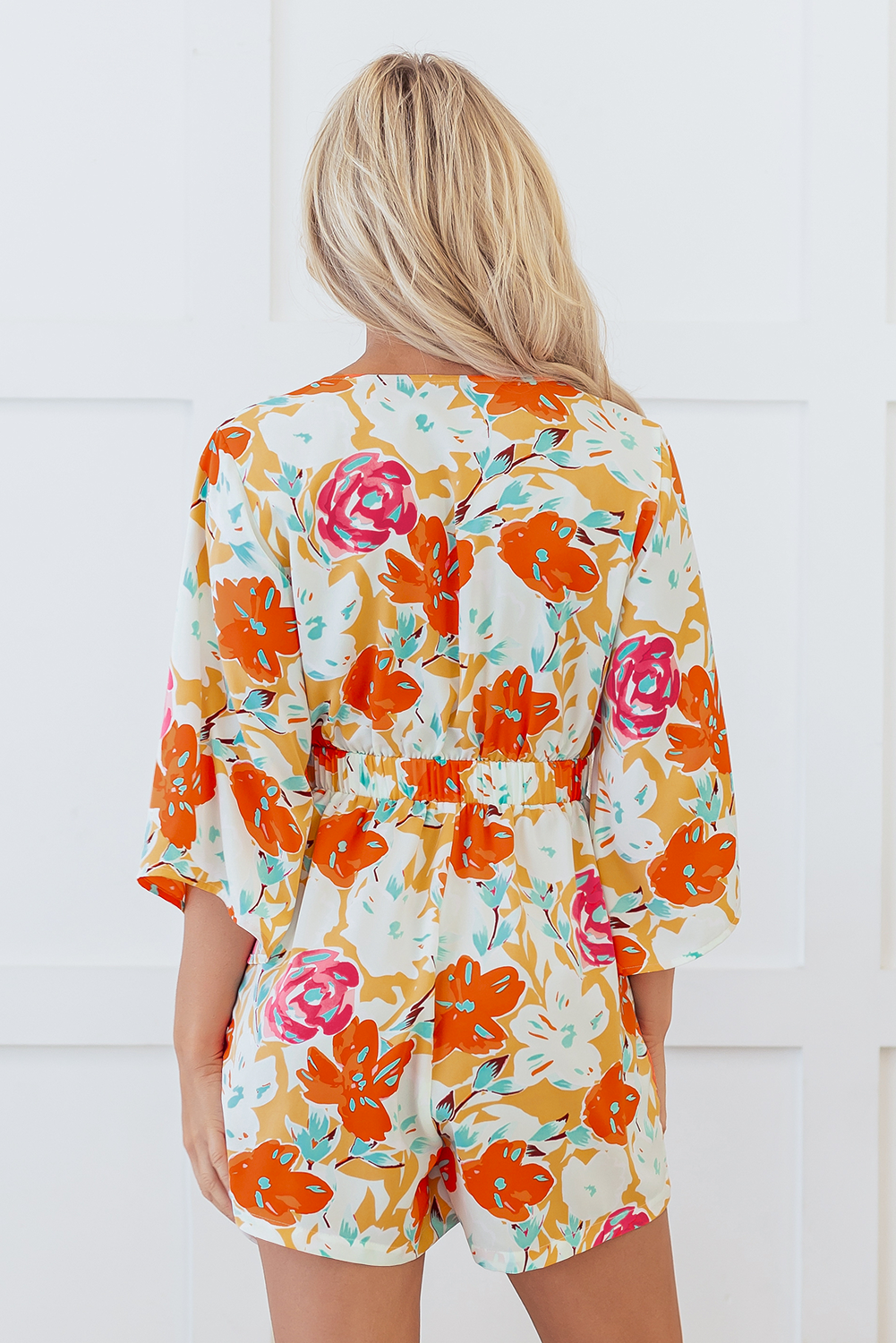 Orange Blooming Floral Romper