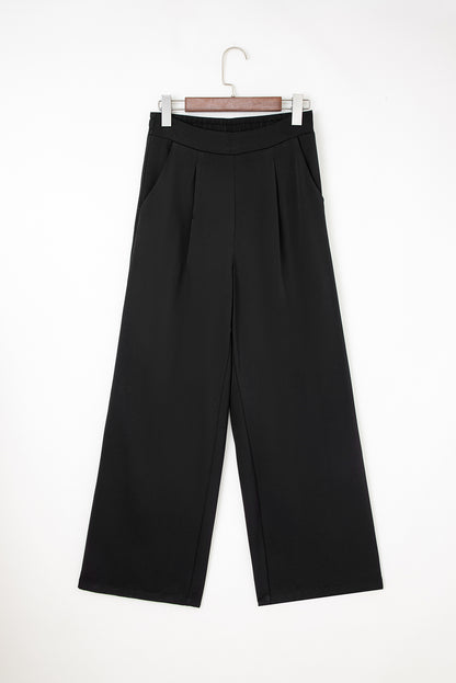 Black Pleated Loose Straight Pants