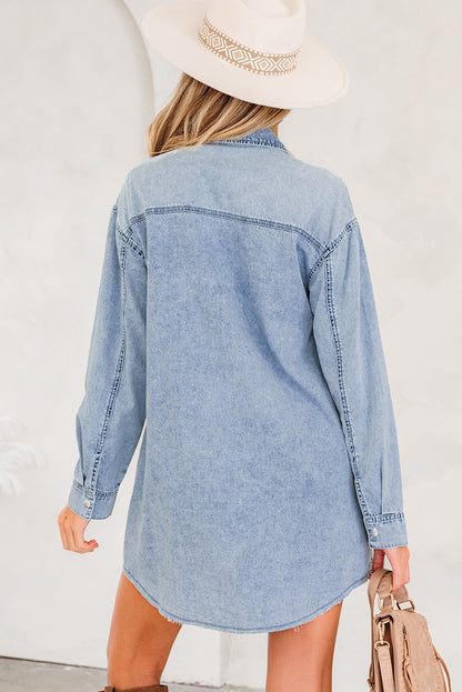 Beau Blue Denim Loose Shirt Dress