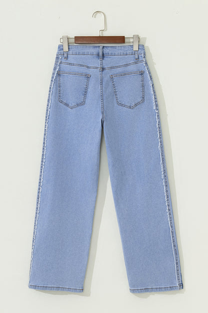 Beau Blue Contrast Frayed Jeans