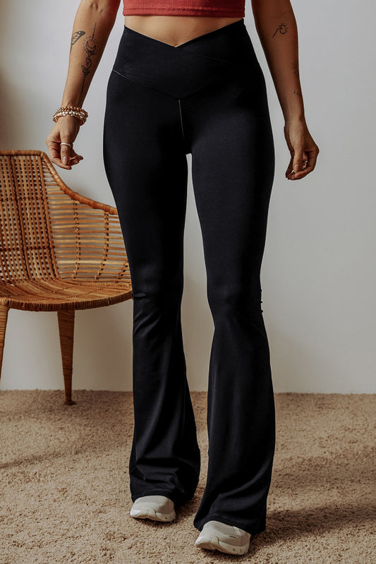 Black High Waist Flared Leggings