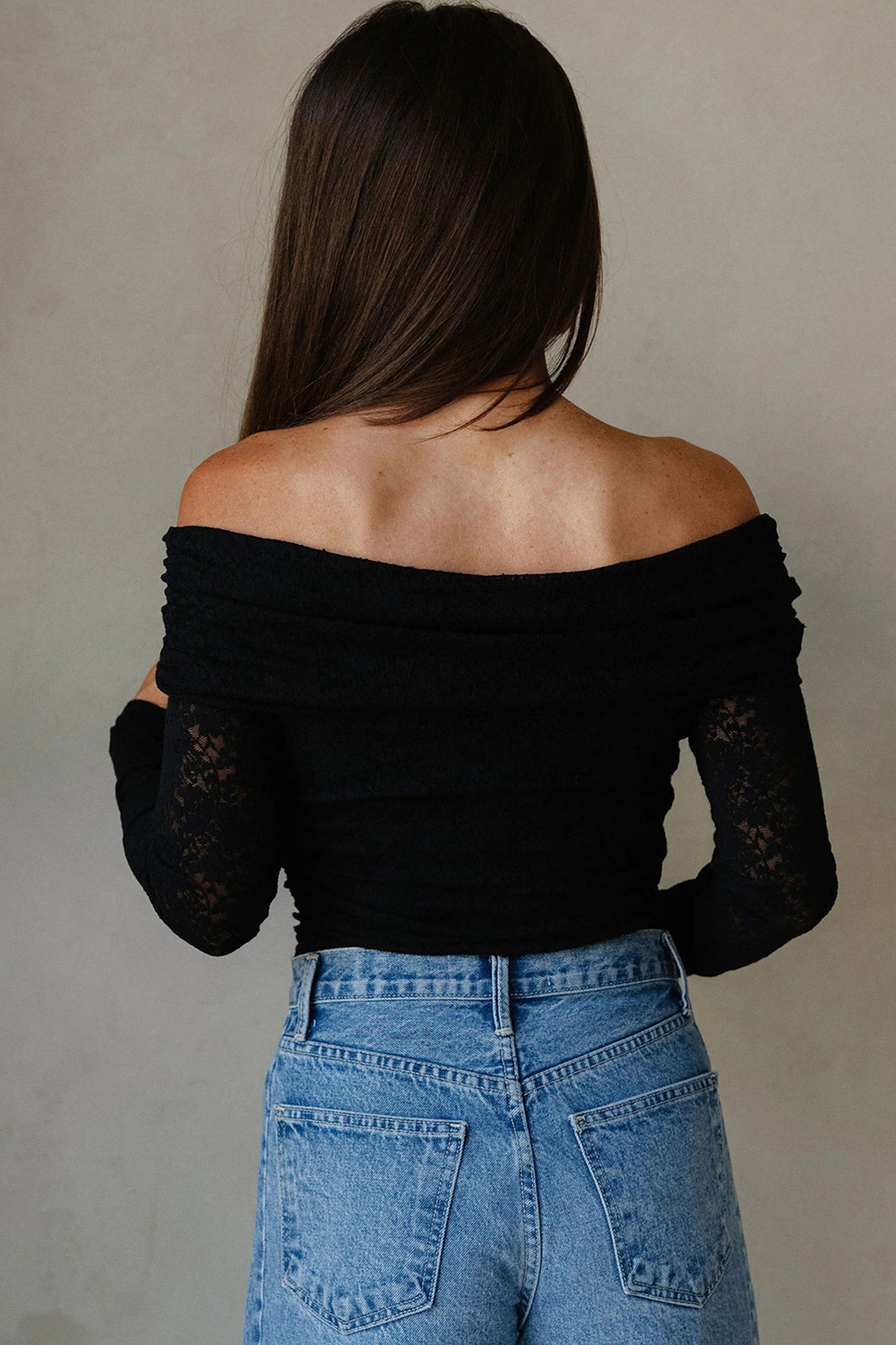 Black Floral Lace Slim Top