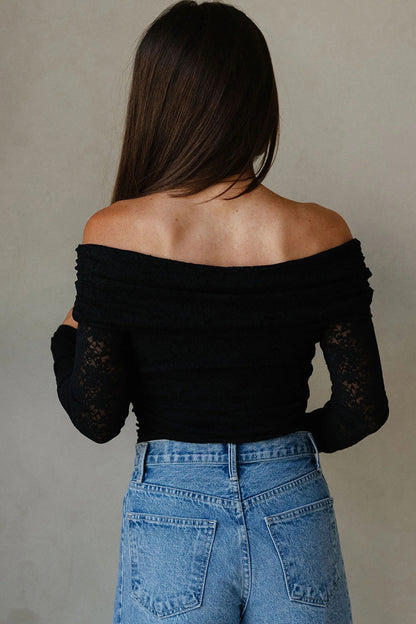 Black Floral Lace Slim Top