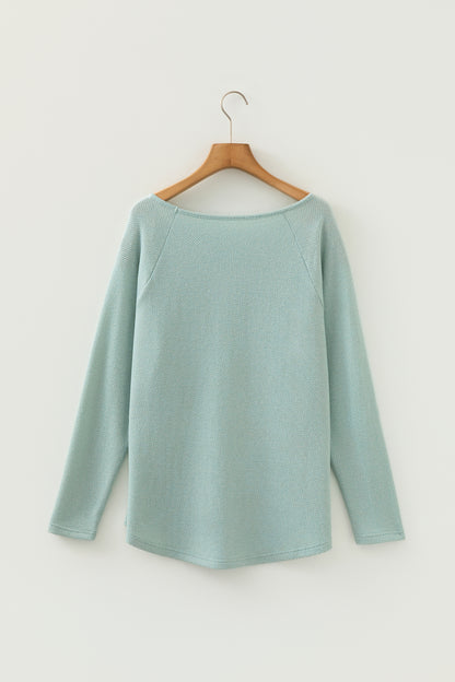 Sage Raglan Sleeve Knit Loose Top