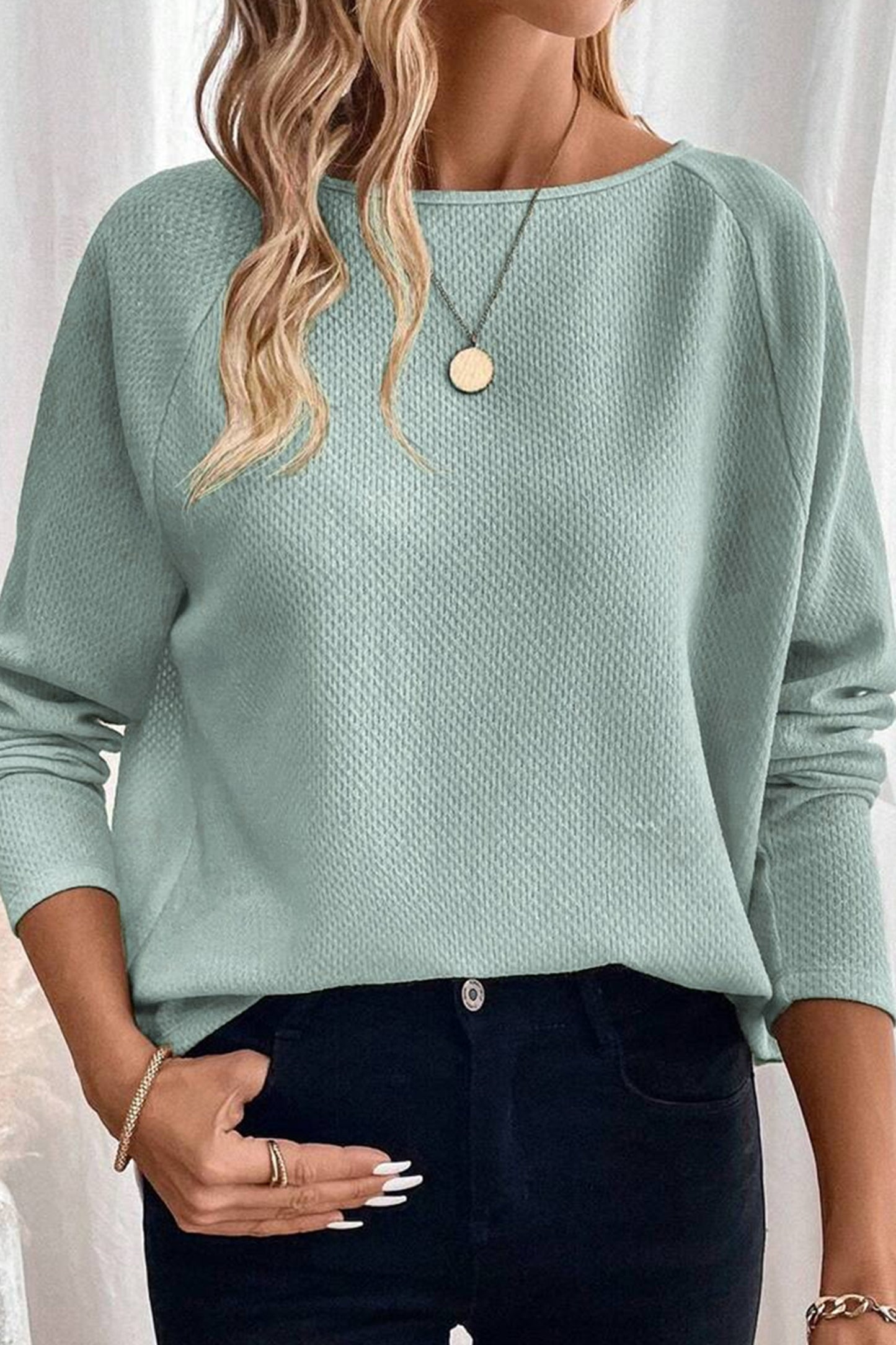 Sage Raglan Sleeve Knit Loose Top