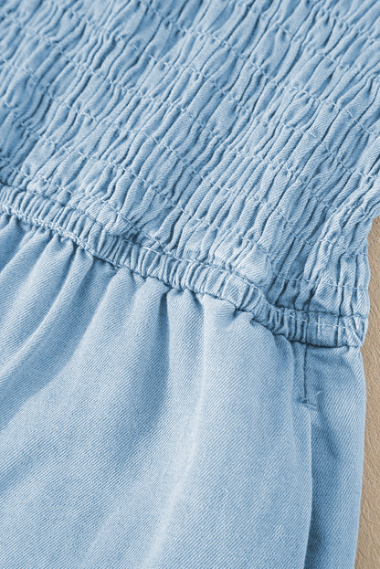 Beau Blue Smocked Denim Romper