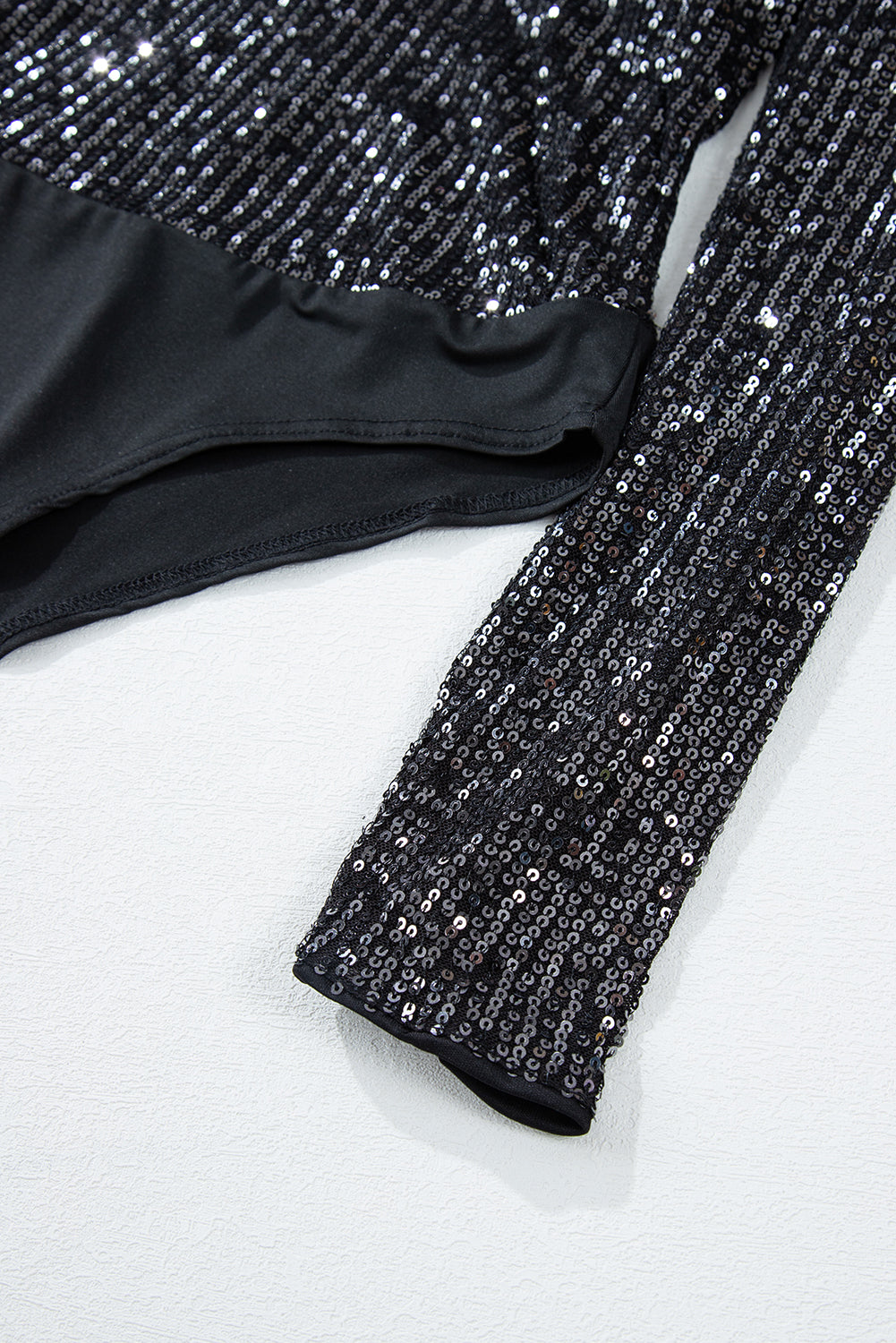 Black Sequin Long Sleeve Bodysuit