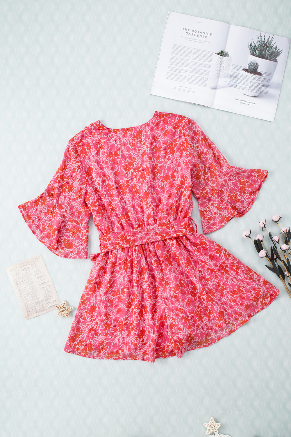 Pink Ruffled Floral Romper