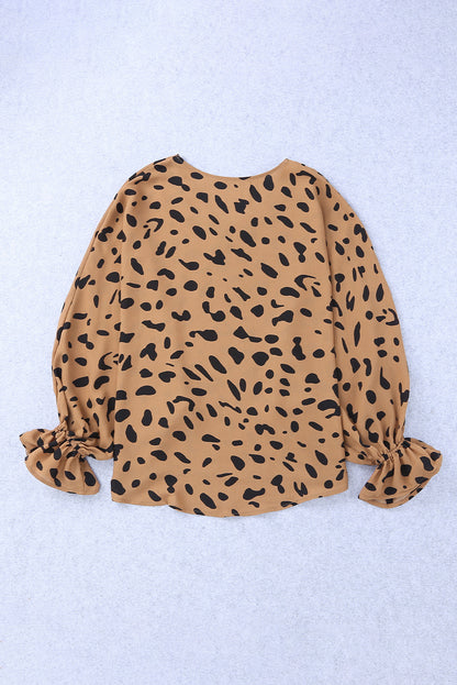 Leopard V Neck Loose Blouse