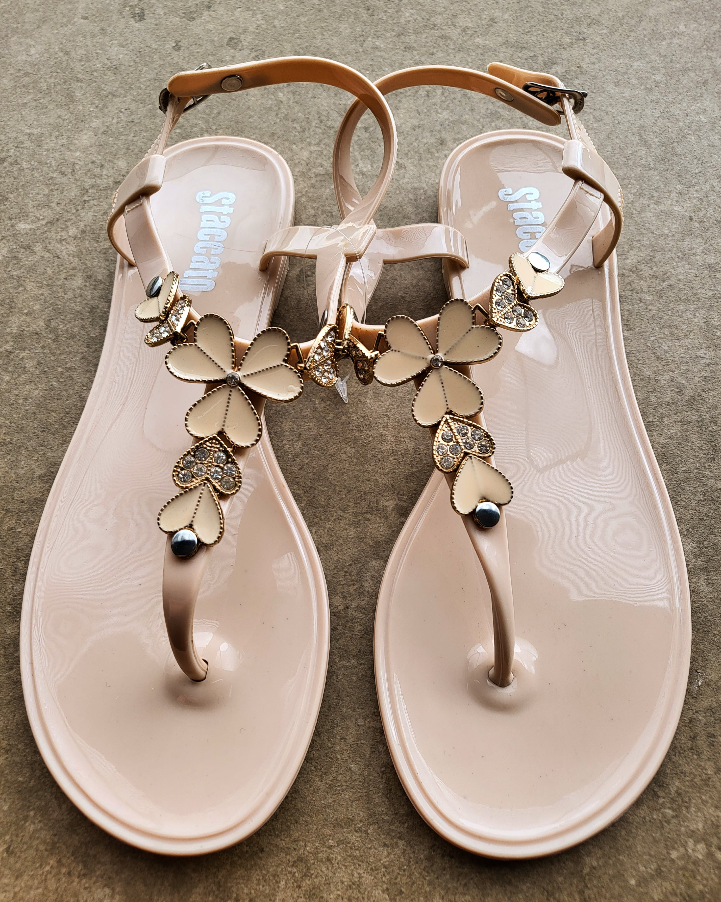 Nude and gold jelly sandals Rebel Rose Boutique