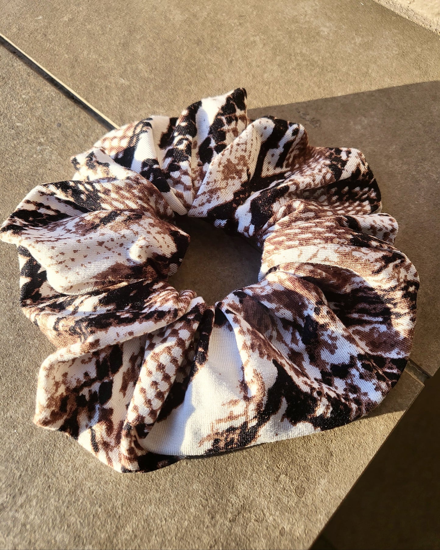 Brown snake print scrunchie