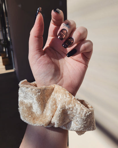 Cream velvet scrunchie