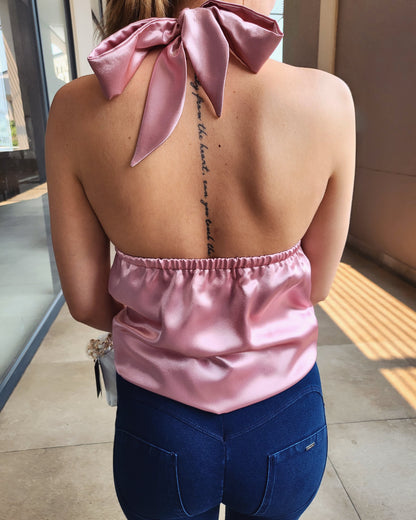 Dusty pink halter blouse