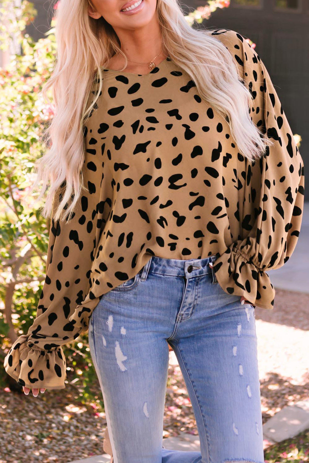 Leopard V Neck Loose Blouse