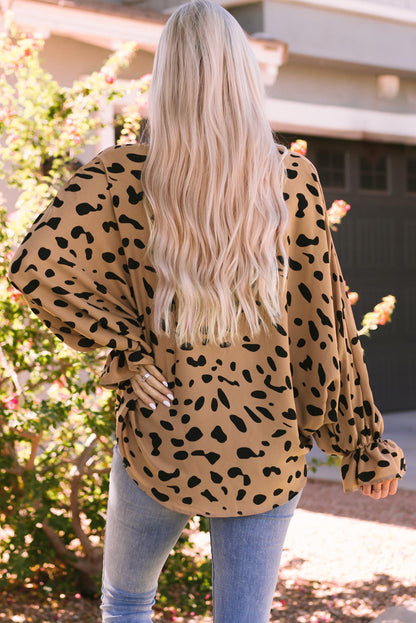 Leopard V Neck Loose Blouse