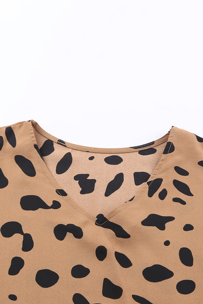 Leopard V Neck Loose Blouse